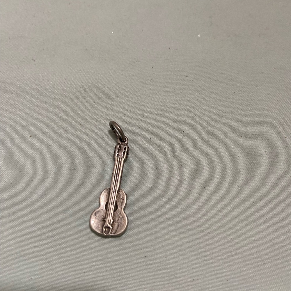 Silver Guitar Pendant Charm